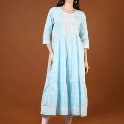 V-Mart Women Ethnic Motifs Printed Thread Work Kurta-picture-10