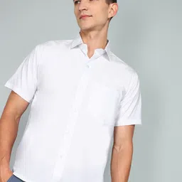Ethazh Men Spread Collar Solid Cotton Formal Shirt-image-29