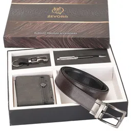 ZEVORA Men Accessory Gift Set of Belt With Wallet, Keychain and Pen Gift Set-image-43