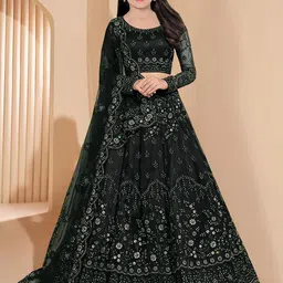 BAESD Girls Embroidered Semi-Stitched Lehenga & Unstitched Blouse With Dupatta-picture-18