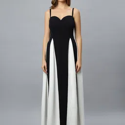 PEACH & PANDA Colourblocked Shoulder Straps Maxi Dress-image-32