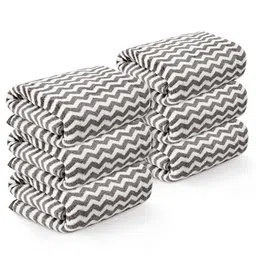 Kuber Industries Grey & White 6 Pcs Printed Microfiber 280GSM Ultra Absorbent Face Towels-38