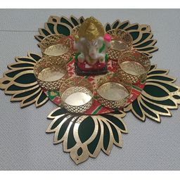 Sellplus Yellow & Green Textured Tealight Holder-image-4