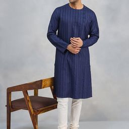 Fabindia Striped Round Neck Straight Kurta-image-11