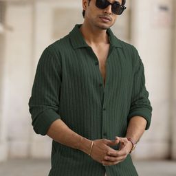Powerlook Men Spread Collar Textured Casual Shirt-image-7