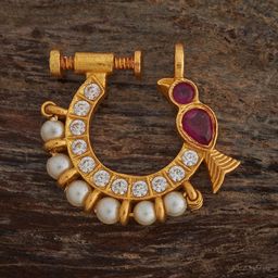 Kushal's Fashion Jewellery Gold-Plated Artificial Beads Ring Nosepin-23