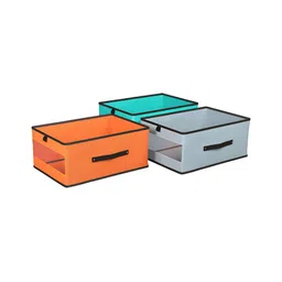 Aura Green & Orange Colored 3 Pieces Storage Box Organisers-image-57
