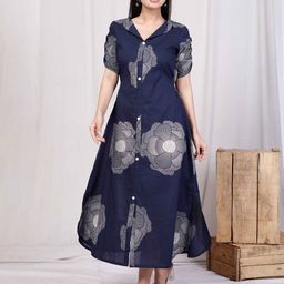 Doriyaan Floral Printed Cotton A-Line Maxi Dress-image-35