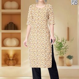 HERE&NOW Selection Of 2 Ethnic Motifs Printed Round Neck Straight Kurta-picture-13
