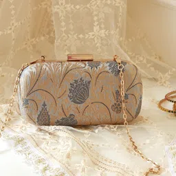 THE TAN CLAN Elora Banarasi Embroidered Box Clutch-56