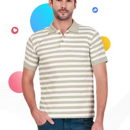 BAESD Men Striped Polo Collar Cotton T-shirt-image-4