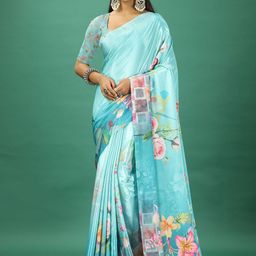 Virendra Textiles Floral Printed Saree With Unstitched Blouse Piece-picture-15