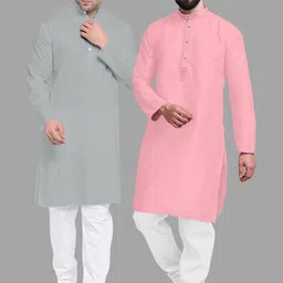 VS MALL Pink Cotton Blend Kurta Sets-image-46