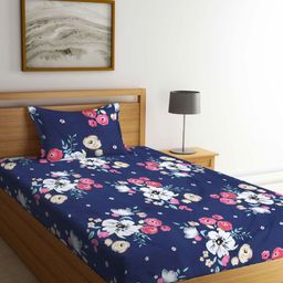 Myntra Elegant Homes Blue & Pink Printed 300 TC Single Bedsheet Set-2.20 m x 1.50 m-image-101