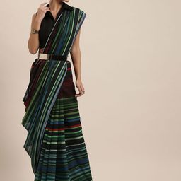 KULNAARI Striped Pure Georgette Saree-image-3