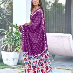 Anouk Polka Dots Printed Pure Cotton Saree image 4