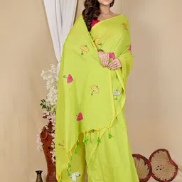 PuJoy Embroidered Pure Cotton Saree-17