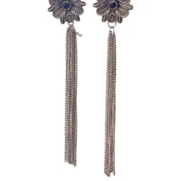D Glamm Fashion-SPARKLING STYLE Women Oxidised Floral Drop Earrings-image-76
