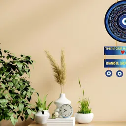 Homspurts Blue & Black Printed Wooden Wall Hanging-image-7