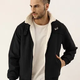 Campus Sutra Men Suede Windcheater Bomber Jacket-image-50