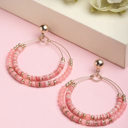 DressBerry Gold-Toned Circular Contemporary Beaded Drop Earrings-image-48