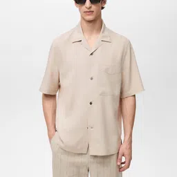 MANGO MAN Cuban Collar Chest Pocket Detail Shirt-image-88