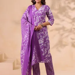 Anouk Rustic Women Floral Printed Cotton Kurta with Trousers & Dupatta-picture-27