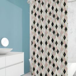 ArtzFolio Grey & Pink Geometric Printed WaterproofShower Curtain-85