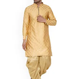 VEERA PARIDHAAN Floral Woven Design Mandarin Collar Banarasi Silk Straight Kurta-image-62