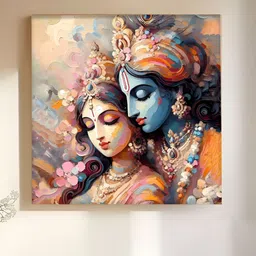 Myntra Elegant Homes Pink 1 Piece Shree Radha Krishna Canvas Religious Wall Paintings-image-11