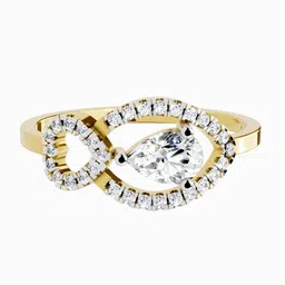 Sparkles 14K Gold Diamond Studded Pear Shaped Ring 1.29 g-image-57