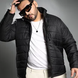 Instafab Plus Size Men Solid Lightweight Quilted Jacket-51