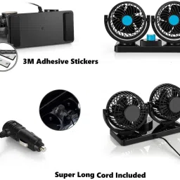 gadiparts Car Fan 12V 360 Head 2 Speed Quiet Strong for All Auto Vehicles-Y2554 Car Interior Fan image 2
