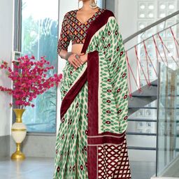PEENGAX Printed Pure Cotton Block Print Saree-image-98