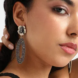 DressBerry Gold-Plated Artificial Stones Contemporary Drop Earrings-31