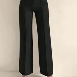 QIOA Women Relaxed High-Rise Wrinkle Free Pleated Trousers-image-58