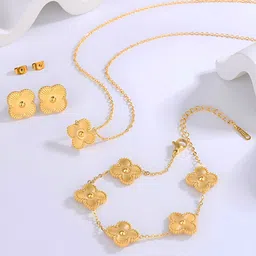 Designs & You Gold Plated Anti Tarnish Clover Jewellery Set-29
