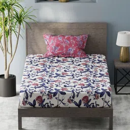 KOPA Pink & White Floral 200 TC Single Bedsheet with 1 Pillow Covers-image-26