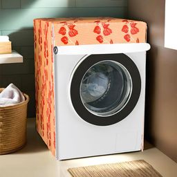 Kuber Industries Red & Orange Printed Light Weight Front Load Washing Machine Cover-24