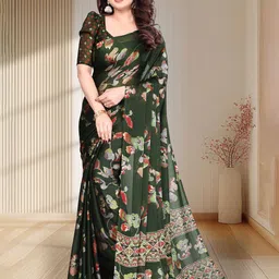 MAGNEITTA Floral Printed Pure Chiffon Saree-picture-10