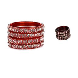SOMIL Set Of 8 Red Glass Artificial Stones and Beads Bangles-image-80
