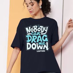 Leotude Women Printed Round Neck Oversized T-shirt-image-47