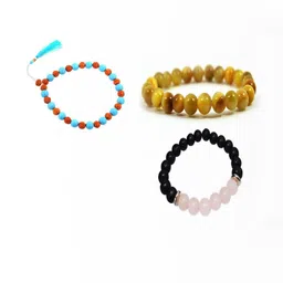 Divine souvenirs Unisex Set Of 3 Artificial Beaded Elasticated Bracelets-13