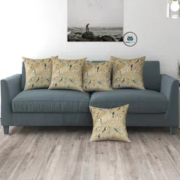 wise home WiseHome Set of 5 Brown Velvet Printed 16x16 Inch Cushion Cover-picture-13