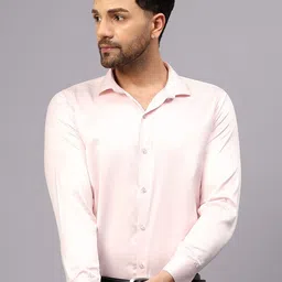 CVC Men Classic Fit Solid Spread Collar Satin Formal Shirt-image-2