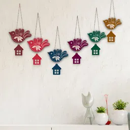 ArtVibes Set Of 6 Printed Flying Birds Wooden Wall Hanging-image-58