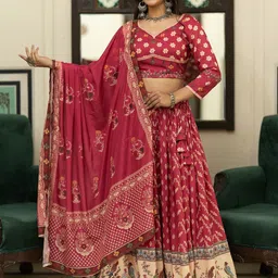 TASRIKA Printed Semi-Stitched Lehenga & Unstitched Blouse With Dupatta image 2