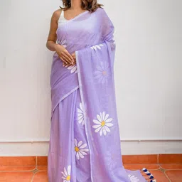 SILKWEAR Floral Printed Pure Linen Saree-picture-10