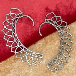 Sangria Women Oxidised Leaf Shaped Ear Cuffs-image-99