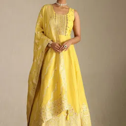 Soch Embroidered Fit & Flare Maxi Ethnic Dress With Dupatta-image-28